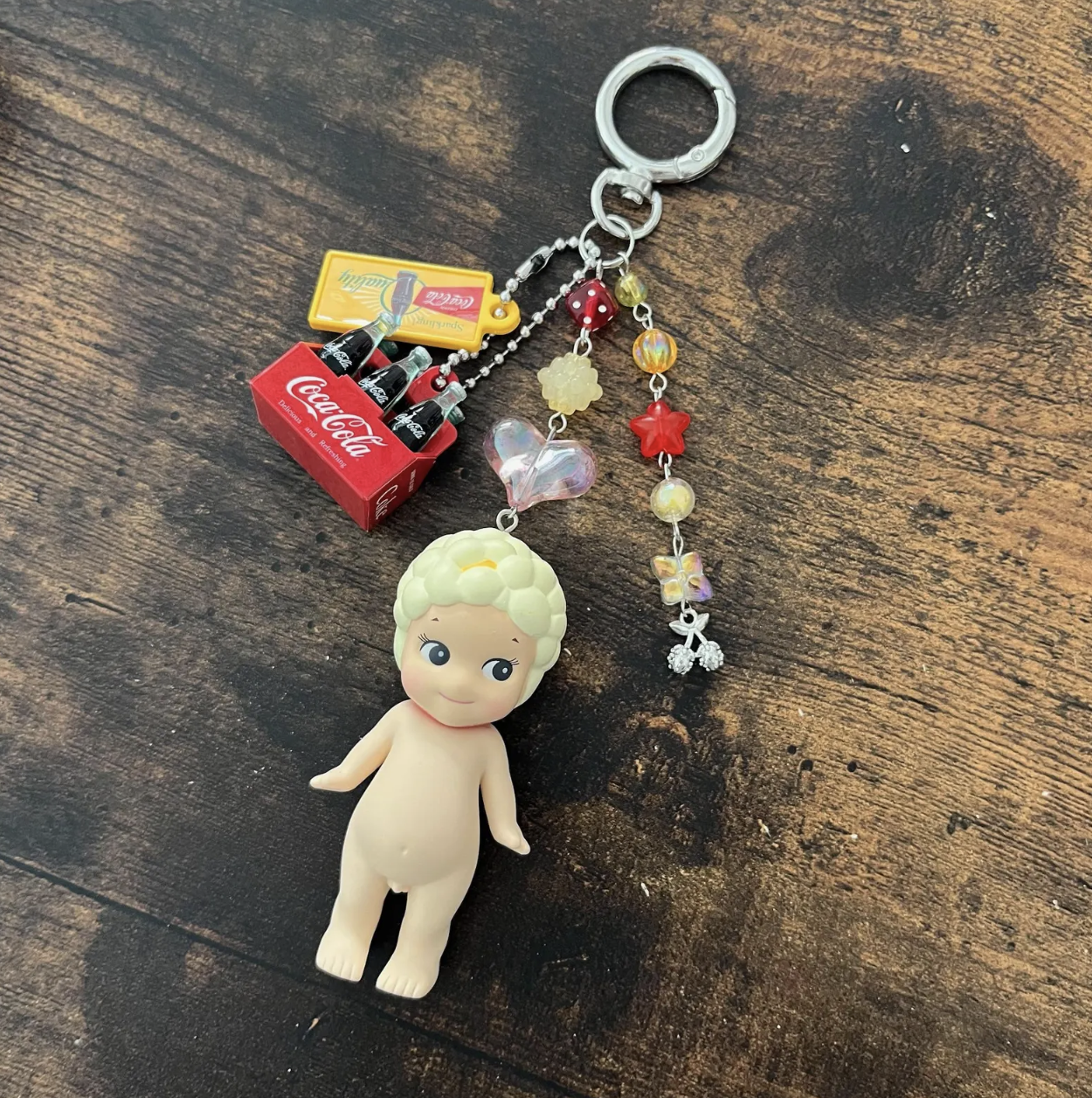 Sonny Angel Keychain | Sweets Series | Candy, Popcorn, Cream Puff, Fruit Tart | Bag Charm | Beaded Keychain