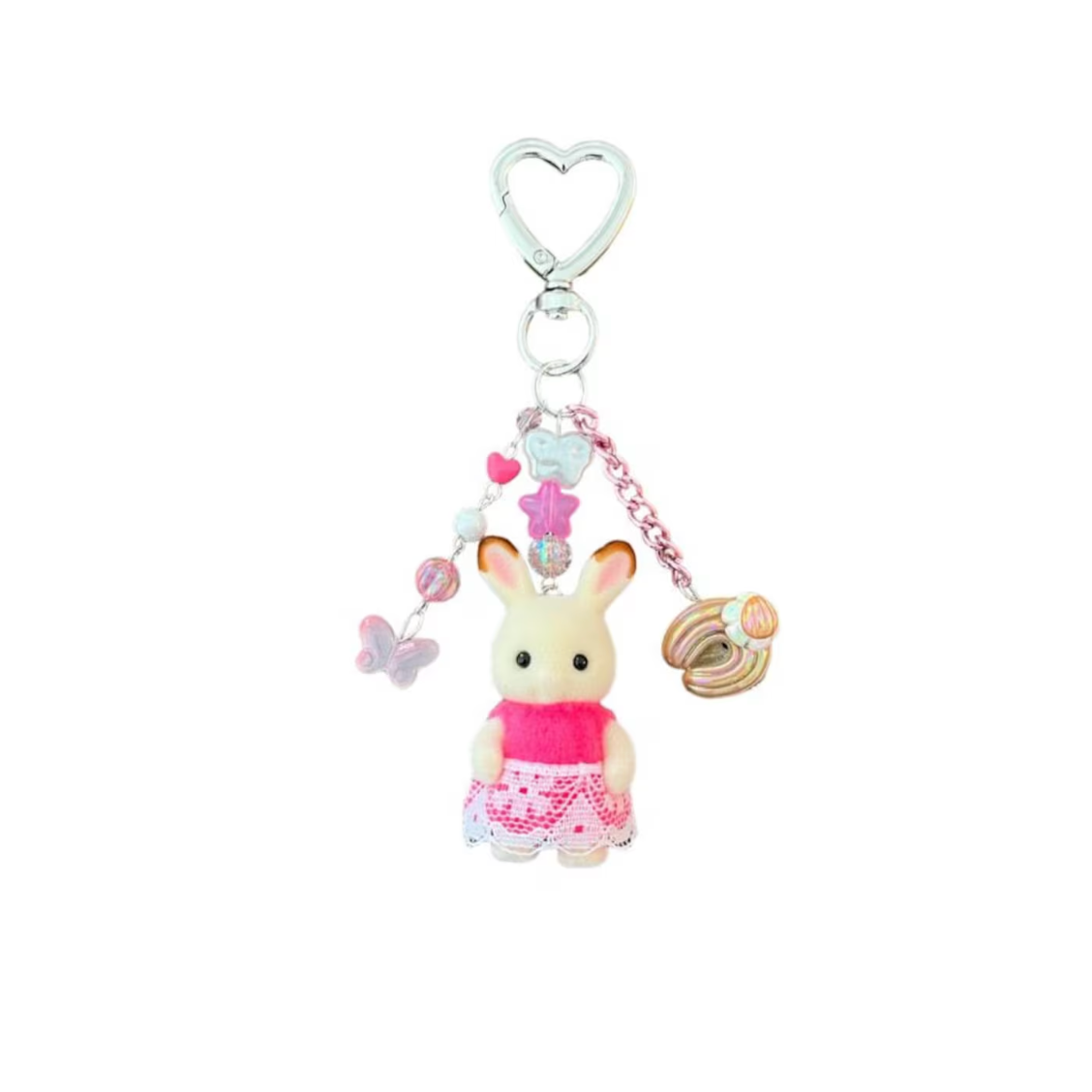 Sylvanian Families Calico Critters Baby Rabbit Keychain | Beaded Key Charm | Bag Charm