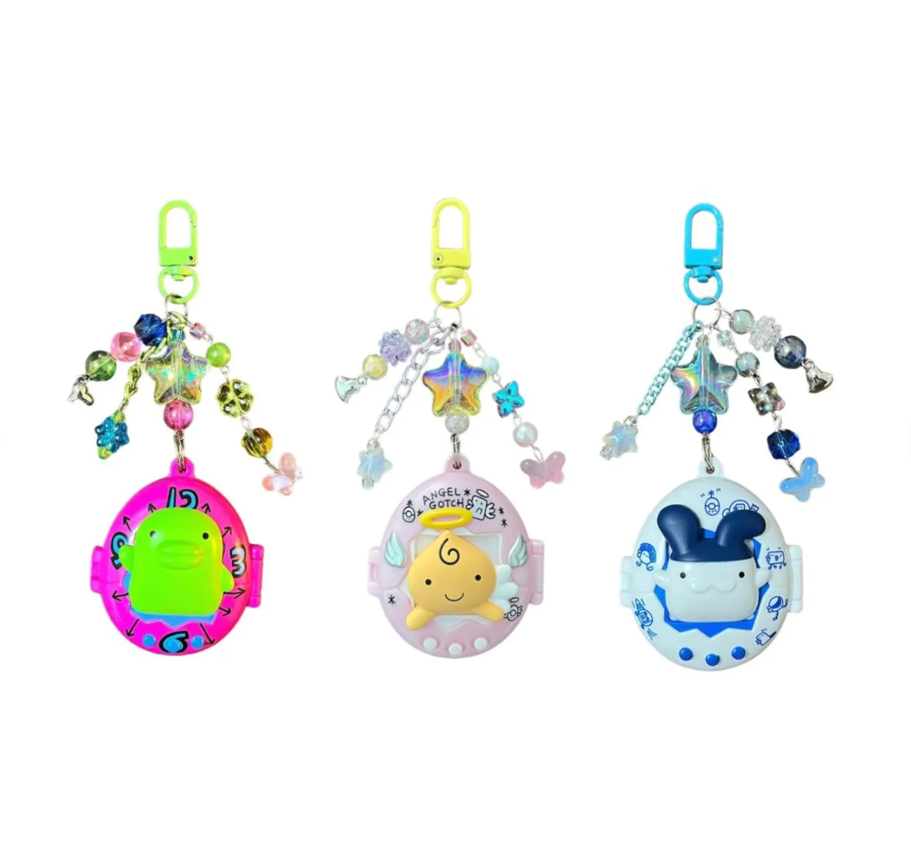 Tamagotchi Kuchipatchi, Mimitchi Beaded Keychain | Gashapon Swing Case | Bag Charm | Bandai Namco Japan