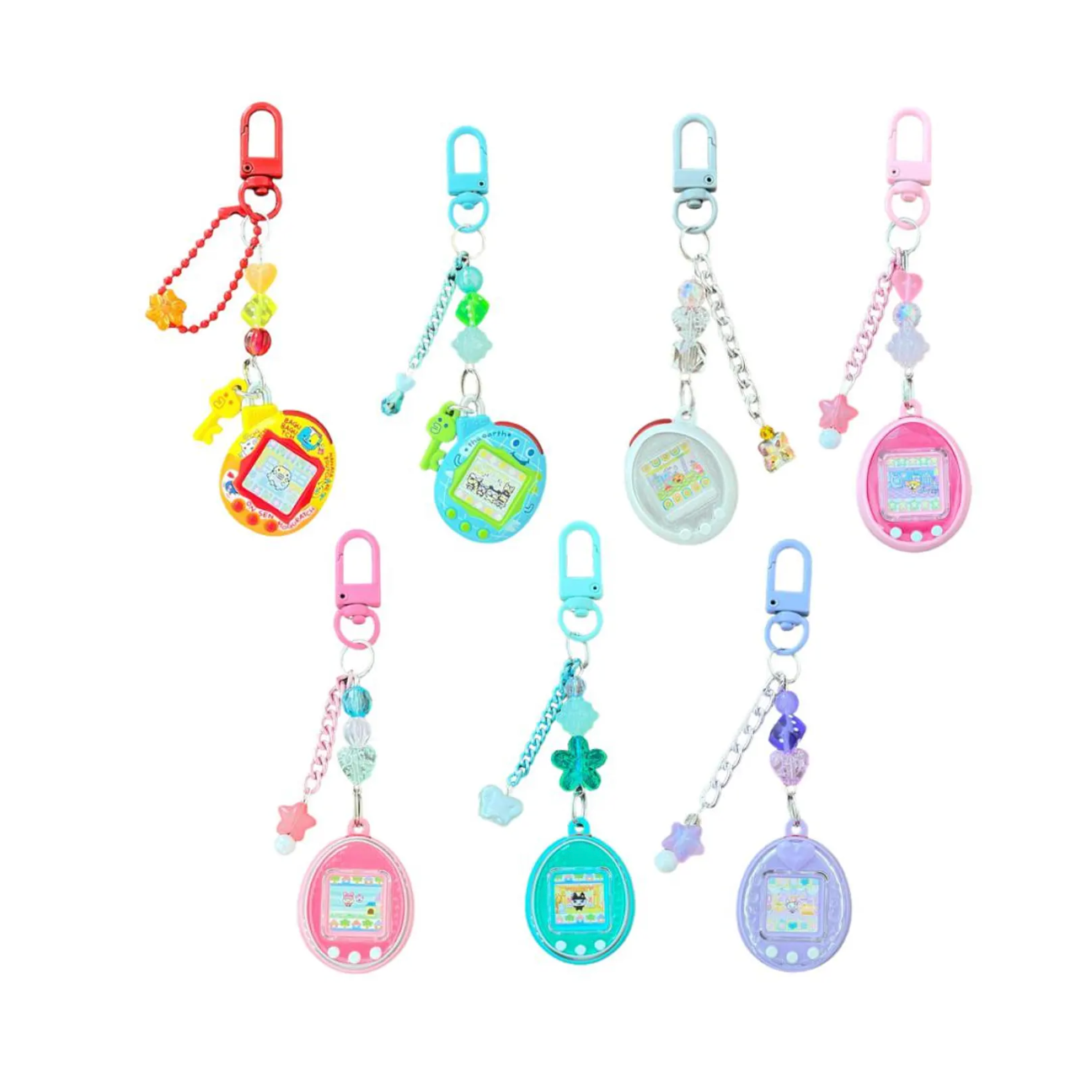 Tamagotchi Beaded Keychain | Bag Charm | Bandai Gashapon Tamagotchi Miniature Charm Collection 4 | Japan