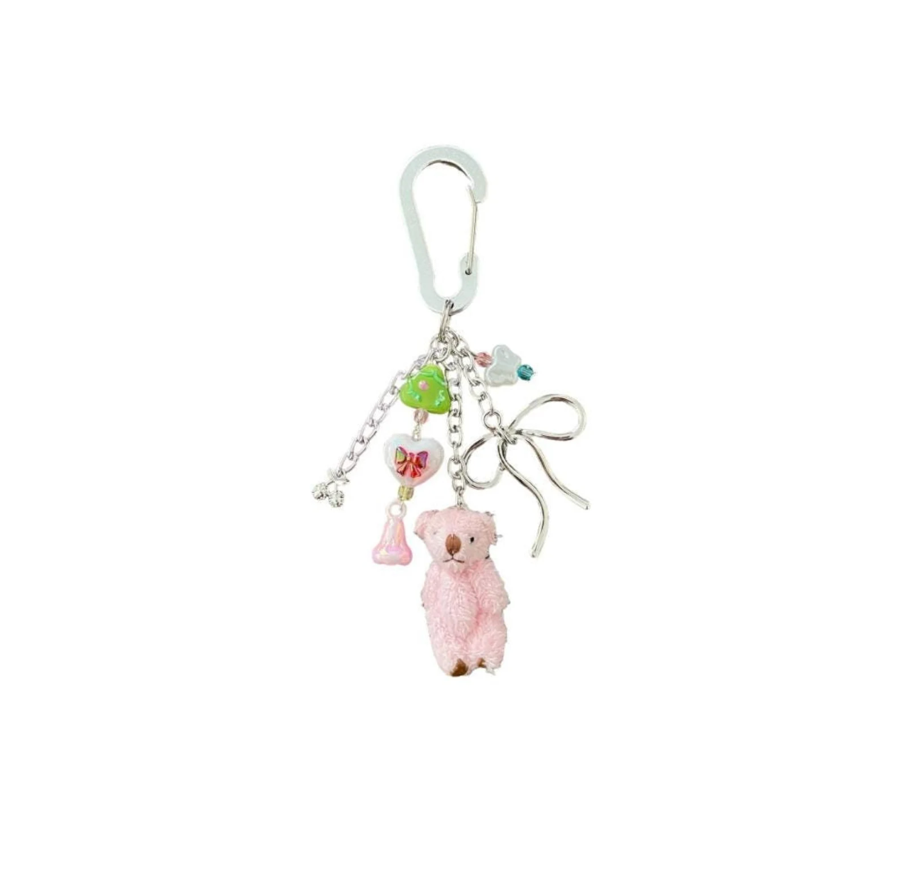 Teddy Bear Chunky Beaded Bag Charm Keychain | Coquette Bag Charms