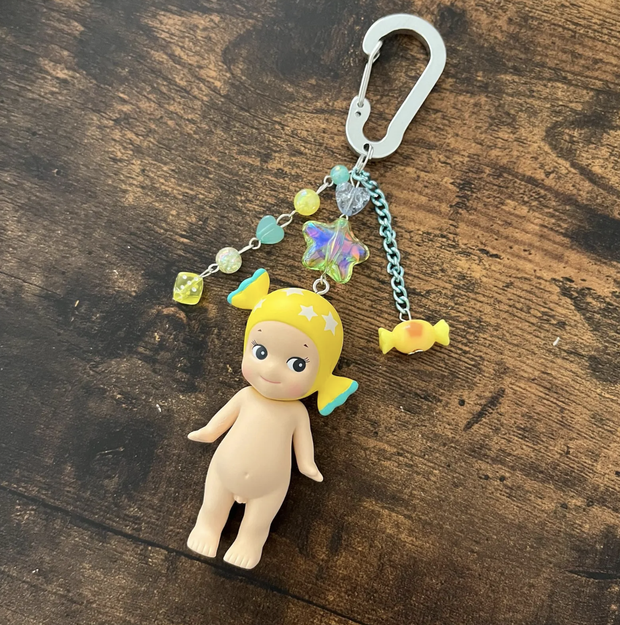Sonny Angel Keychain | Sweets Series | Candy, Popcorn, Cream Puff, Fruit Tart | Bag Charm | Beaded Keychain
