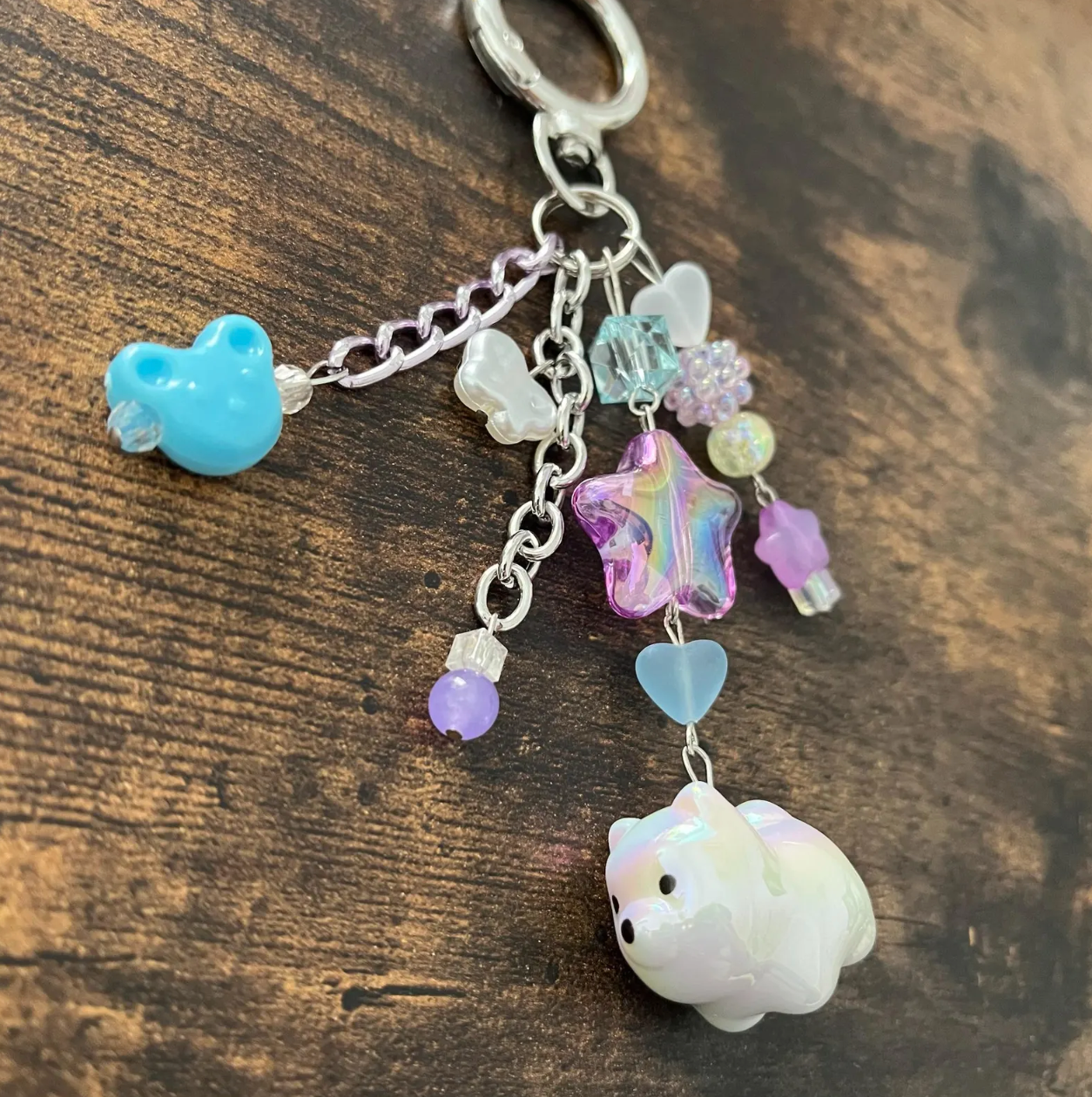 Chunky Pomeranian Puppy Beaded Bag Charm Keychain | Kawaii Keychain | Beaded Keychain